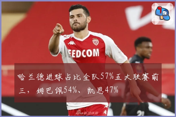 哈兰德进球占比全队57%五大联赛前三,姆巴佩54%、凯恩47%